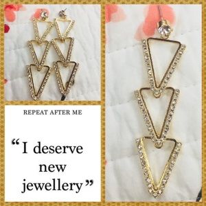 Triangle golden Diamond earrings,